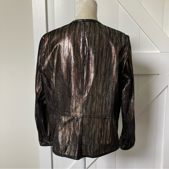 Chico’s genuine Leather reversible jacket metallic & black women’s M, 12 - Picture 9 of 12